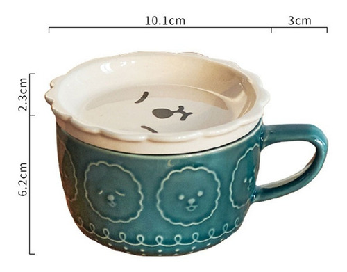 Taza De Cerámica Con Plato Y Grabado 3d Kawaii