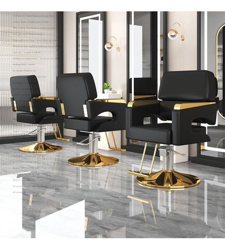 Sillón De Barbero Ergonómico Con Altura Ajustable Color Nego
