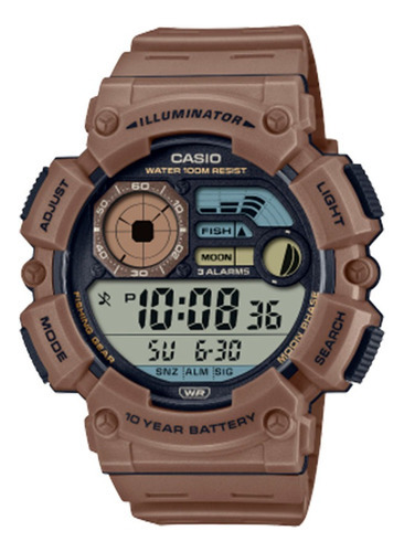 Reloj Casio Digital Ws-1500h-5av Para Hombre E-watch Color de la correa Café Color del bisel Negro