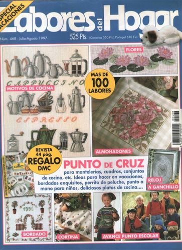 Revista Labores Del Hogar Punto Cruz N°468 1997 Bordado