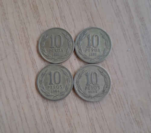 Monedas  $10 Años 1981 - 82 - 84 - 86 - 87 - 88 - 89 Y 1990 