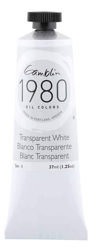 Gamblin 1980 Colores Al Oleo - Blanco Transparente 1.3 Fl Oz