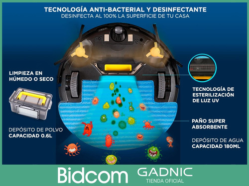 Aspiradora Robot Gadnic Inteligente App Trapeadora Trapea