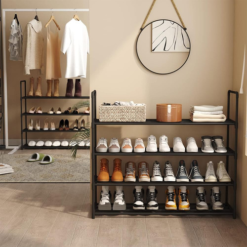 Estante Almacenamiento Zapatos Apilable Ajustable 60cm 4 Niv