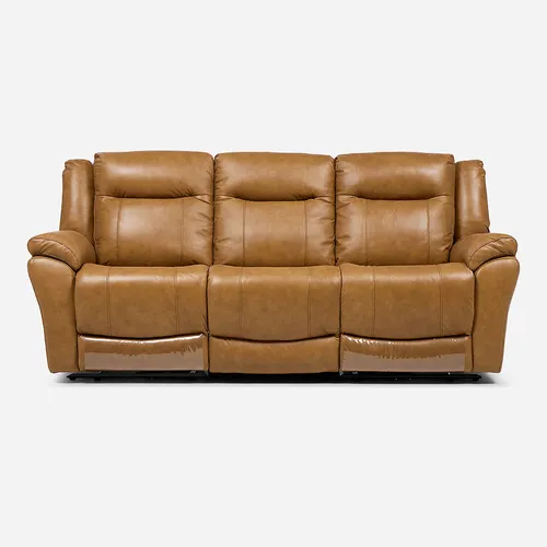 Sofá Reclinable Rimini 3 Cuerpos Eléctrico Cuero Whiskey