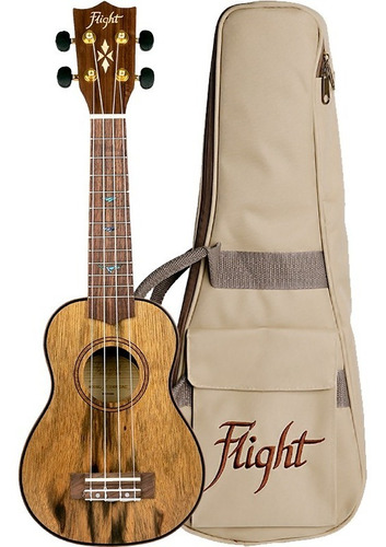 Flight Ukelele Dus 430 Soprano Madera Exotica Dao Con Funda 