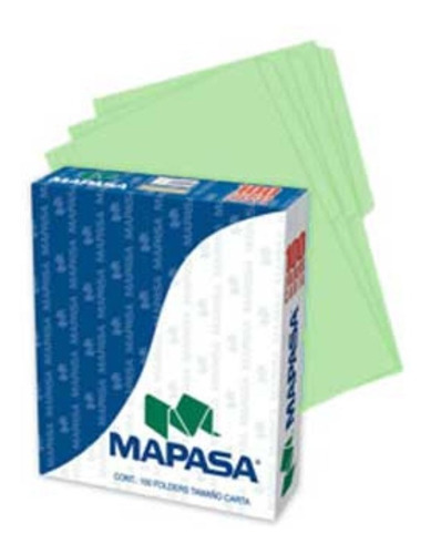 Folders Mapasa Color Verde Carta Pv0001 - Paquete C/100 /vc