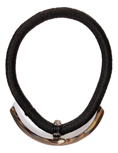 France Luxe Rectangle Ponytail Holder - Onyx