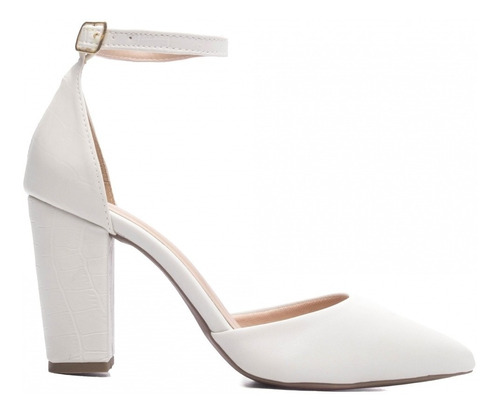 Scarpin Saltoalto Grosso Sapato Branco Noiva Simples Confort
