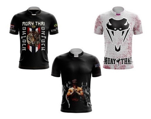 Kit 3 Camisetas Muay Thai Camisa  Kickboxing Treino Luta