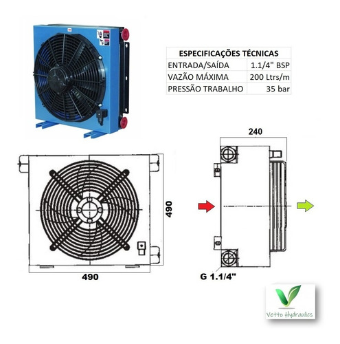 Kit 2 - Resfriador Hidráulico Ar Óleo 200 Lts C/ Sensor 12v