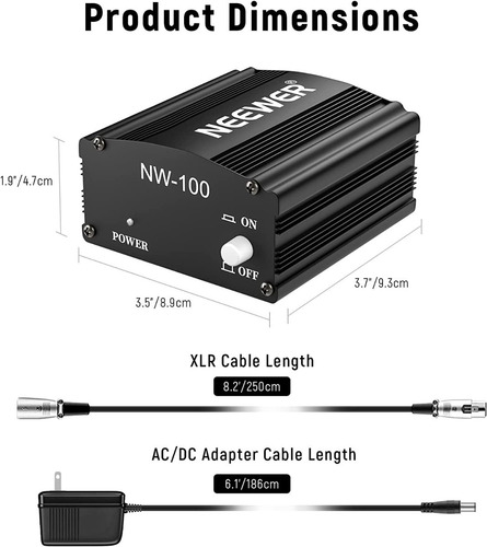 Interfaz De Audio Neewer 48v Para Microfonos Con Cable Xlr