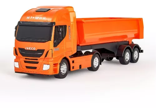 Caminhão De Brinquedo Carreta Caçamba Iveco Hi Way Miniatura