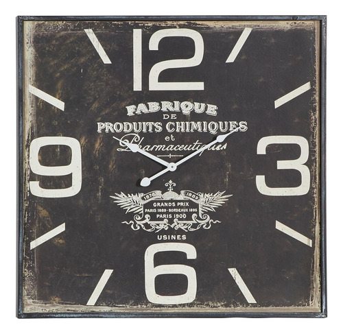 Reloj De Pared Cuadrado De Madera, 23  X 2  X 23 , Negro