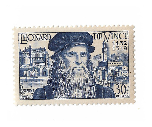  Francia 1952 Aniv Leonardo Da Vinci Antiguo Sello Mint 929 