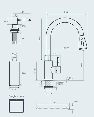 Grifo De Cocina Forious Con Dispensador De Jabón Y Rociador