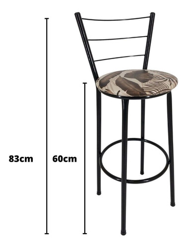 Imagem 3 de 6 de Kit 3 Banquetas Média 60cm Cozinha Balcão Bar Assento Floral
