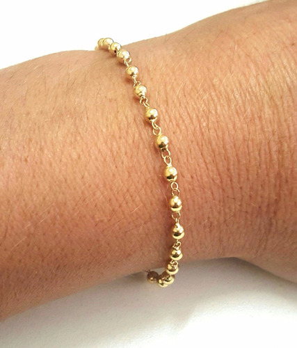 Pulseira Adulto Bolas Em Ouro 18k - Missxl Joias 2.15 Gramas