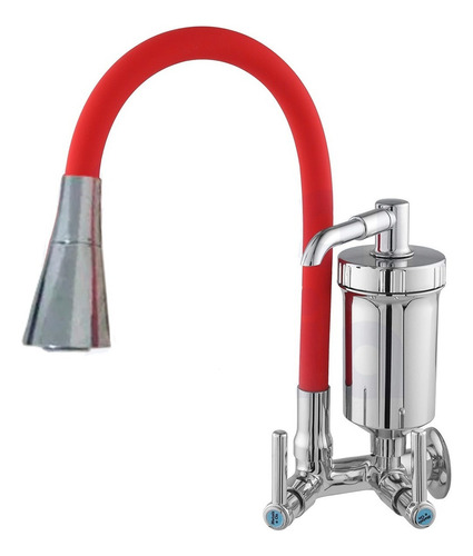 Torneira Com Filtro Parede 1/4 V Metal Inox Gourmet Cor Coral