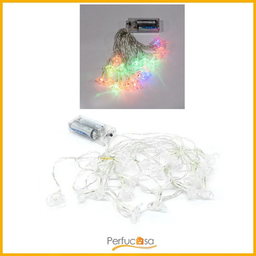 Imagen 3 de 6 de Guirnalda Luz Led 20 Flor Cálido Navidad 4 Mts Pilas