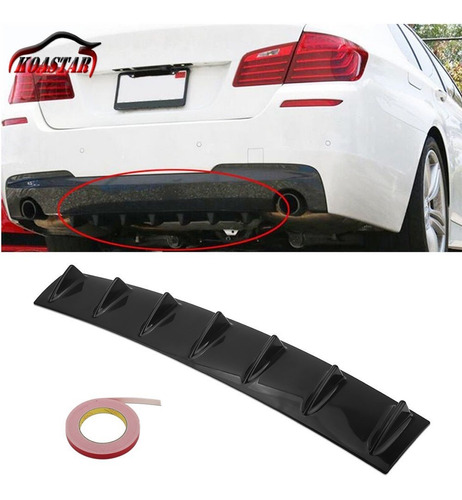 Difusor Trasero Adhesivo Puntas Tiburon Negro Auto Karvas