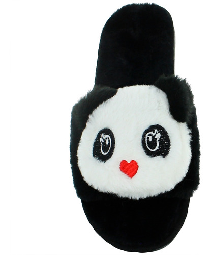 Via Urbana Pantufla Confort Panda Textil Negro Mujer 82483