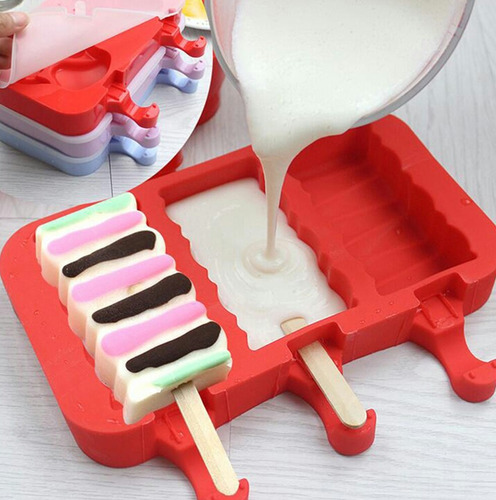 Molde De Silicón Rectangular Para Paletas Con 50 Palitos