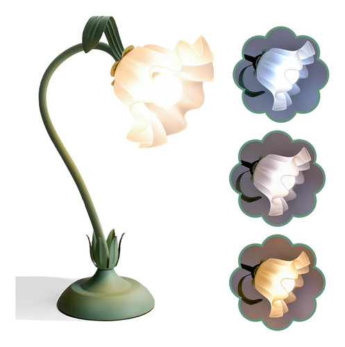 Bonita Lámpara De Mesa De Flores, Luz De Lectura Led, Lámpar