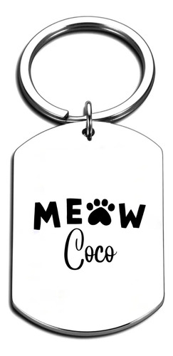 Llavero Mascota Gato Personalizado Con Nombre En Acero 