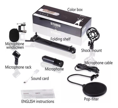 Nuevokit Microfono Condensador Usb Brazo Antipop Bm800