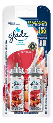 Repuesto aromatizante Glade Toque potpurrí 9 g pack x 2