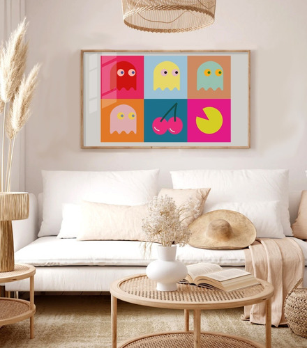 Cuadro Imprimible Pacman Contemporaneo Retro Warhol Lamina