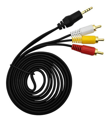 Imagen 2 de 6 de Cable Auxiliar Plug 3,5mm A 3 Rca Audio Stereo Video Celular