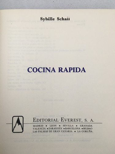 Cocina Rápida. Sybille Schall. 2ª Edición. Ed. Gräfe. 1978