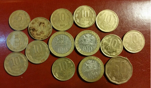 15 Monedas Antiguas Chile. 1988-97-98-2003-06-07-08-09-10