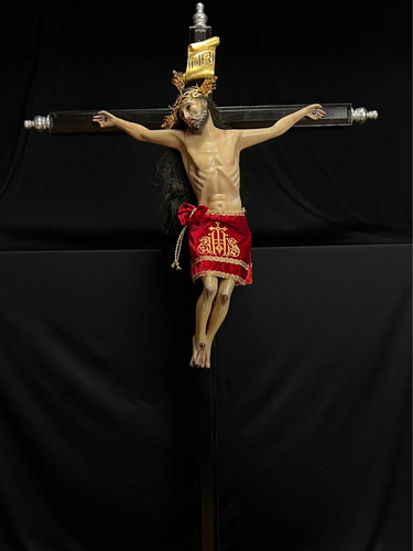 Cristo Crucificado 126cm Con Accesorios Y Cabellera