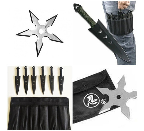 6 Cuchillos  Kunai  Lanzamiento +regalo 2 Estrellas Shuriken