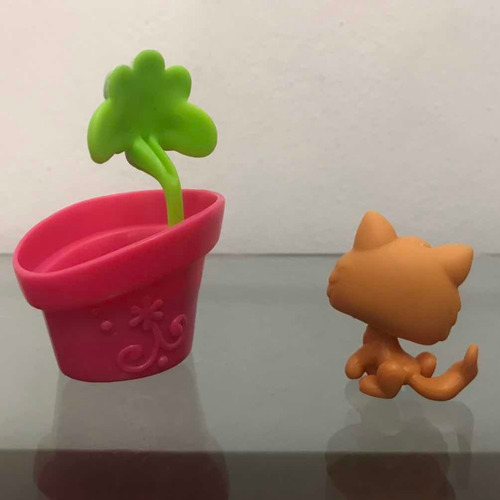Littlest Pet Shop Gato Laranja Vaso De Flor Geração 1 #86 (Usado)