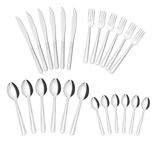 Set 24 Cubiertos Cuchillo Asado Buzios Tramontina Samihome Color Acero Acero Inoxidable