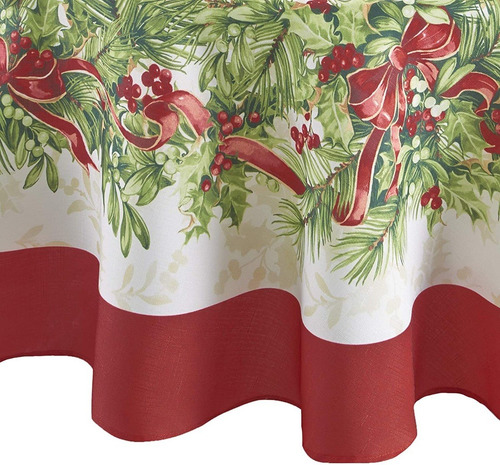 Imagen 3 de 4 de Mantel Tela Mesa Navideño Navidad Ovalado Fin Año 152x213cm