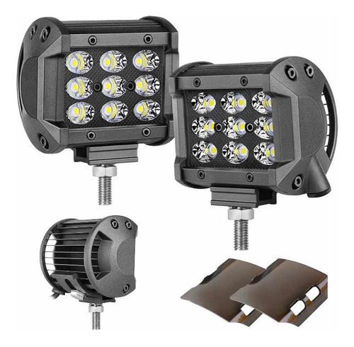 Set 2x Faros Auxiliares 9 Led 6000k 12v Luces De Trabajo 6k