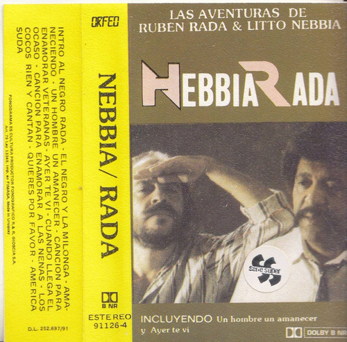 Aventuras De Ruben Rada & Litto Nebbia Cassete Orfeo 1991