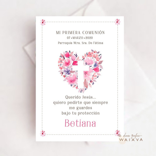 Imagen 8 de 10 de Estampas Primera Comunión Tarjetas Nenas X 4u