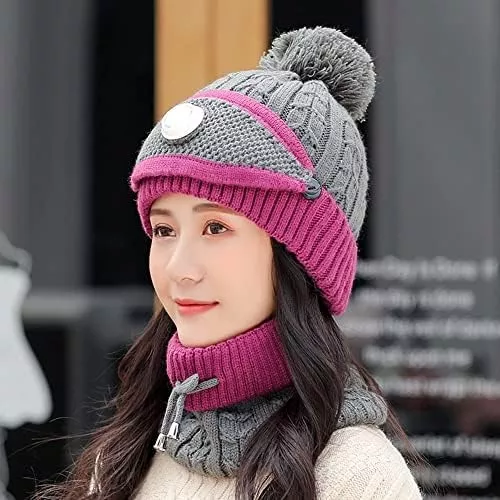 Gorros Invierno Mujer, Conjunto Máscara Y Bufanda, Gorro A Y