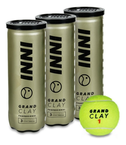 Bola De Tênis Inni Grand Clay - Pack C/ 3 Tubos