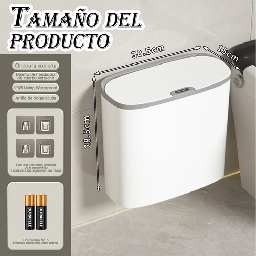 Cubo De Basura Inteligente De 14l Con Sensor Blanco