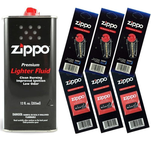 Zippo Gift Set - 12 Fl.oz Fluid Fuel And 3 Wick Card  3 Flin