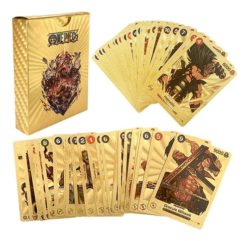 One Piece 55 Cartas Metalizadas Dorado Coleccionable Ingles