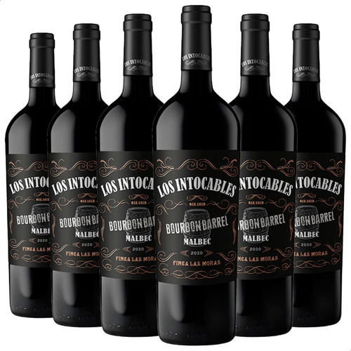 Vino Los Intocables Black Malbec Tinto Caja X6 Pack 750ml 