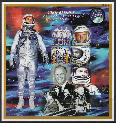 Palau 4 Bloc X 18 Sellos Espacio = John H. Glenn Año 1999 